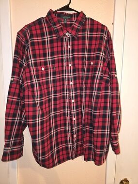 Lauren Jeans Co. Ralph Lauren Red Plaid Flannel Button Up Shirt Plus Size 3X